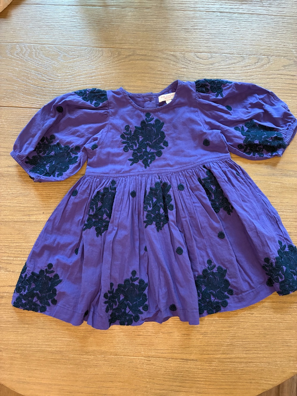 Pink Chicken Brooke Purple Dress with Black Floral Embroidery 0057